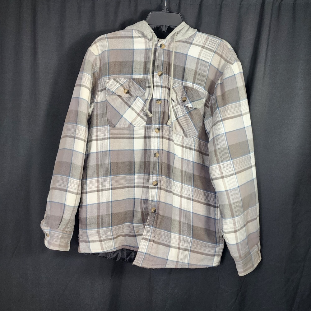 Wrangler Authentics Mens Plaid Flannel Lined Hooded Shirt‎ Jacket Size S/P
